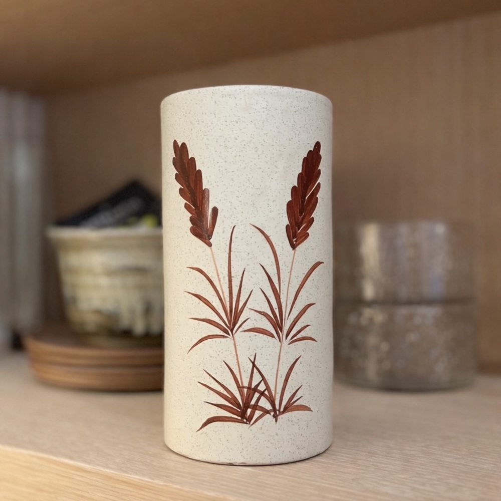 Vintage MCM Italian Ceramic Vase with Wheat Motif